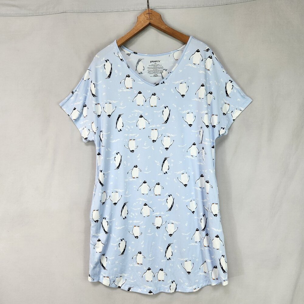 Joyspun Penguin Nightgown Women's S/M Blue Novelty Animal Comfy Knee Length